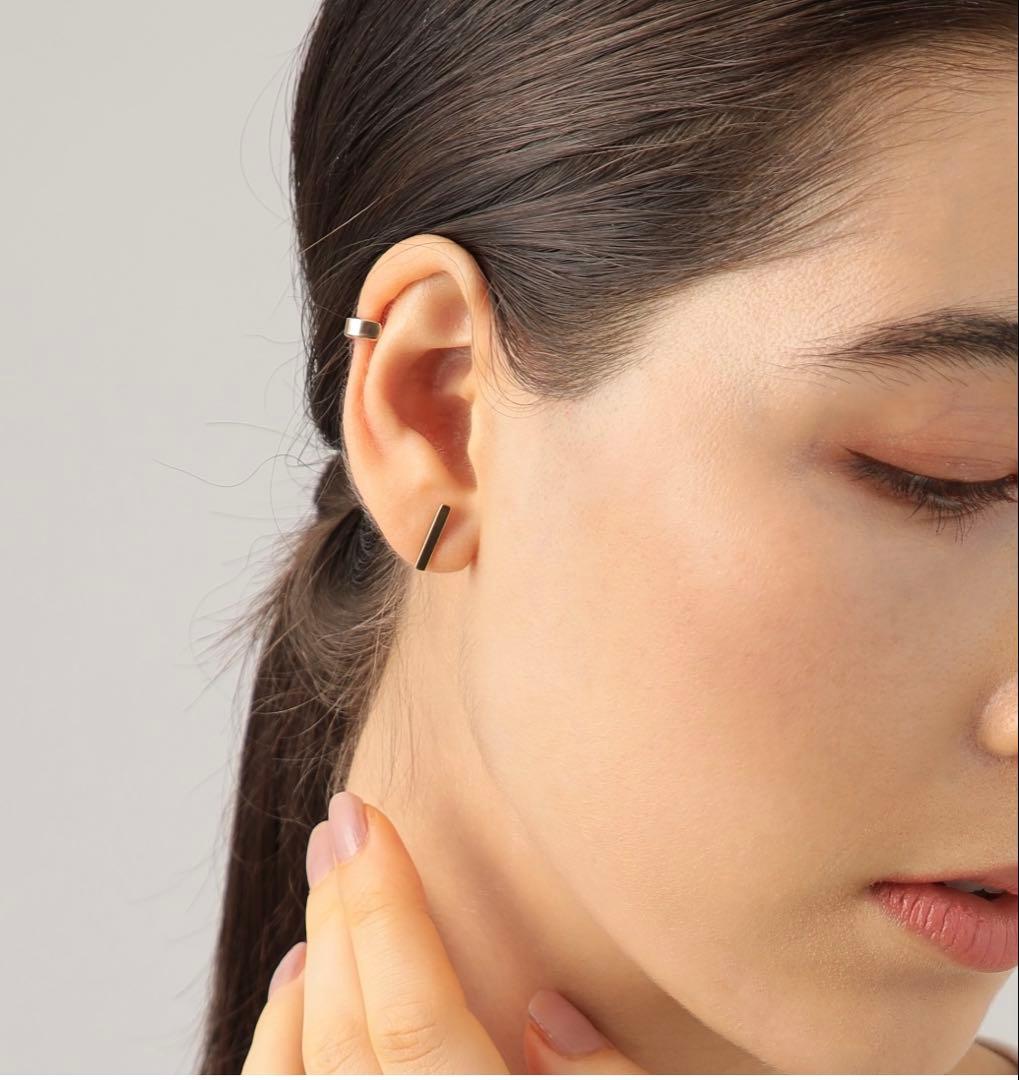 バー ピアス スタッドピアス ホワイトゴールド 18K 保証付き