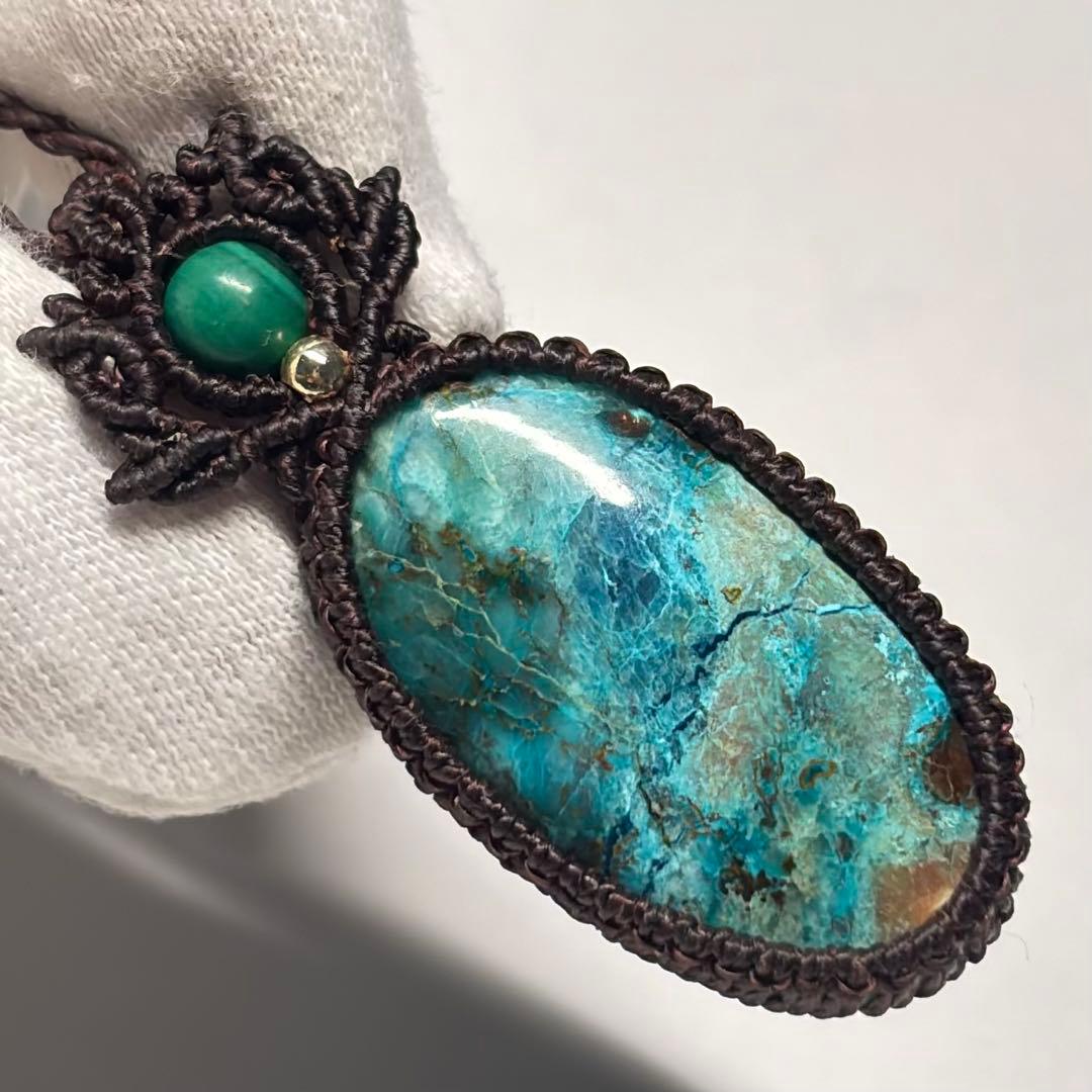 #2227 ♡シャッタカイト&ラピスラズリ&マラカイト天然石♡マクラメネックレス