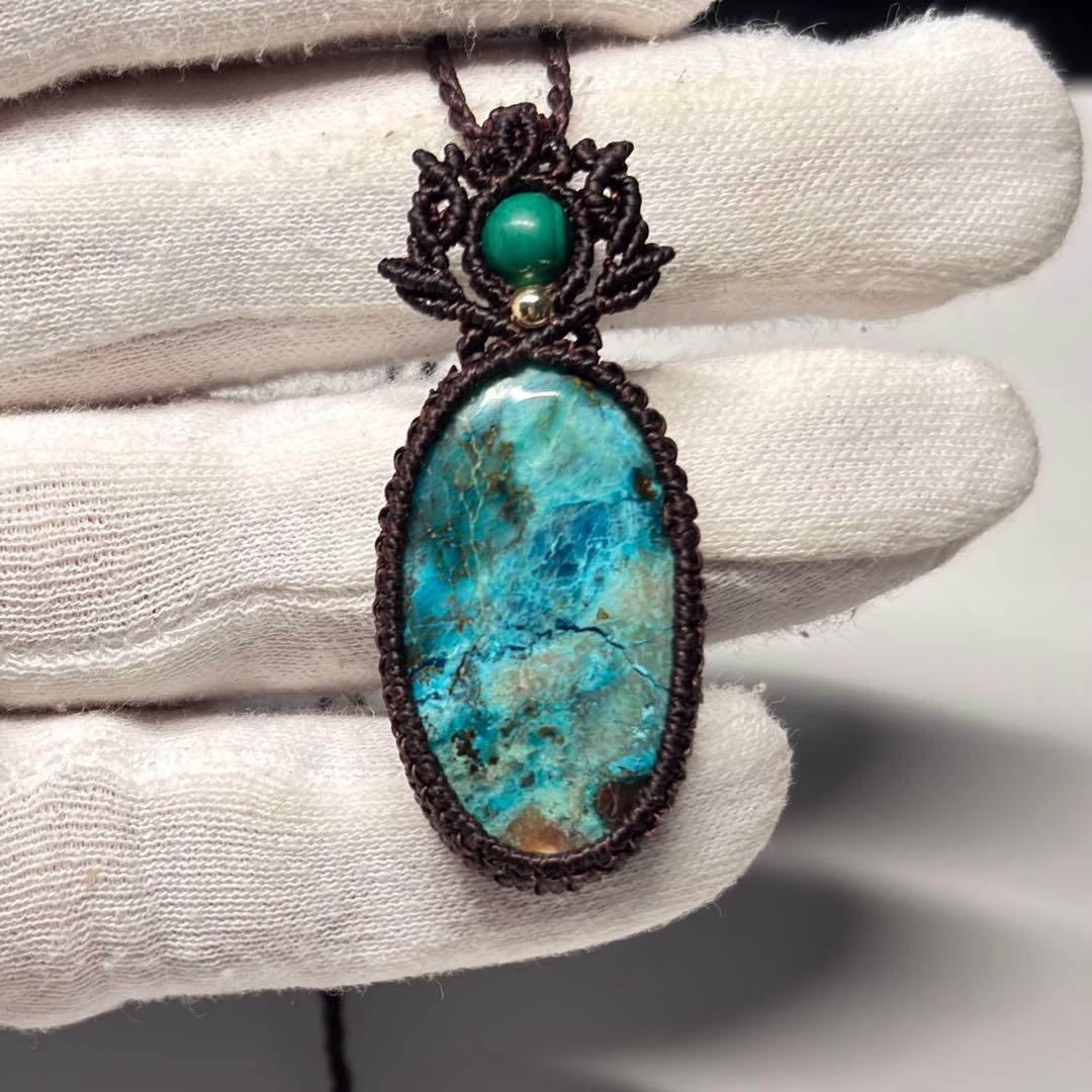 #2227 ♡シャッタカイト&ラピスラズリ&マラカイト天然石♡マクラメネックレス