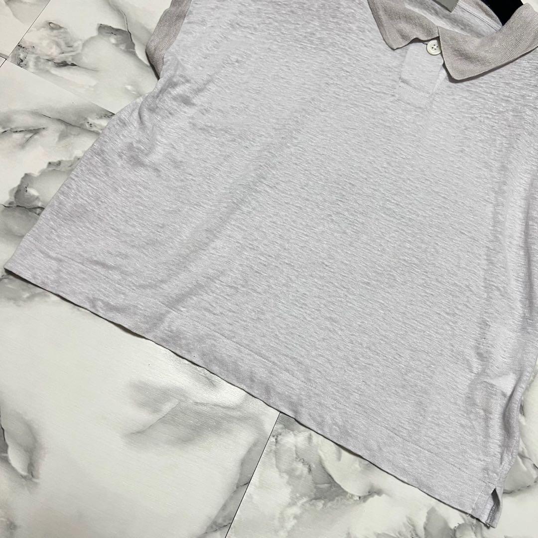 【美品】マーガレットハウエル　2023ss リネン100% ポロシャツ　グレー