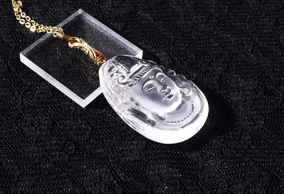 水晶観音菩薩一流彫刻ペンダント◇