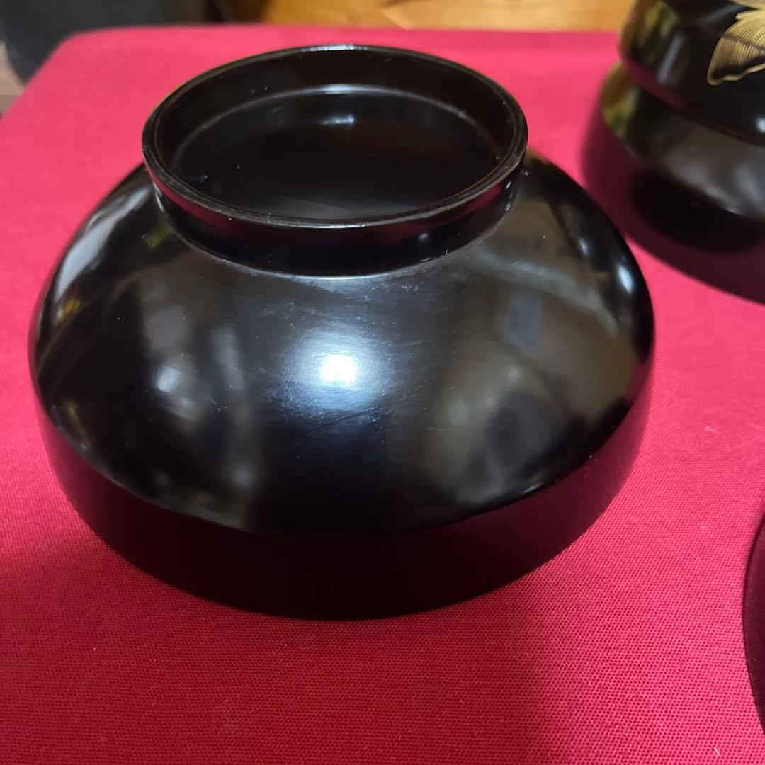 金彩漆塗り蓋付碗　2個セット
