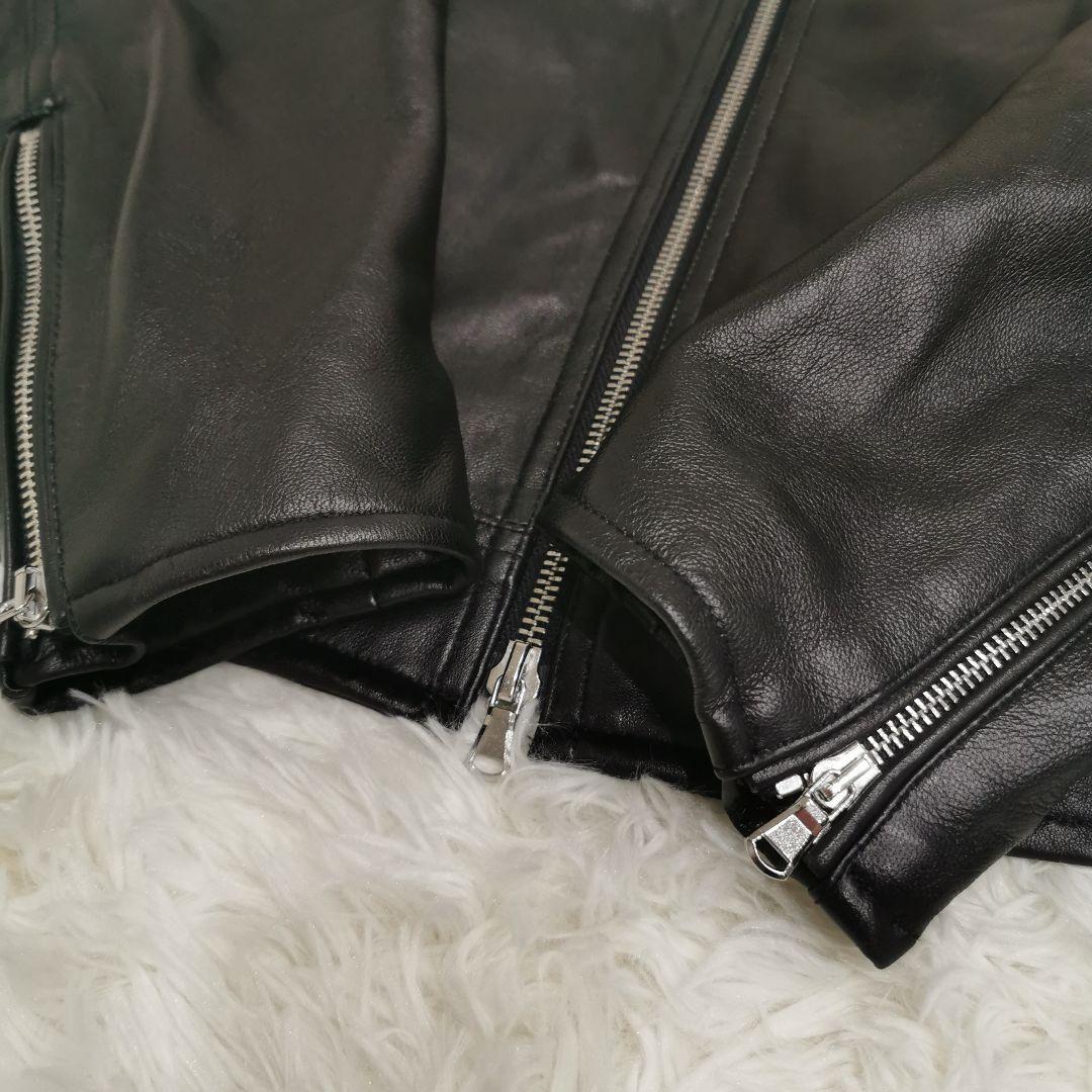 美品 ナノユニバース ラムレザー シングル ライダース ブラック XLサイズ
