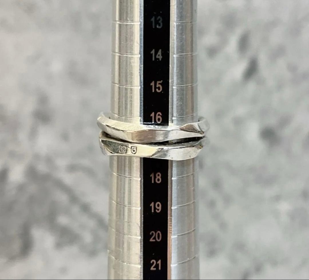 美品 GARNI Crockery Silver Double ring17号