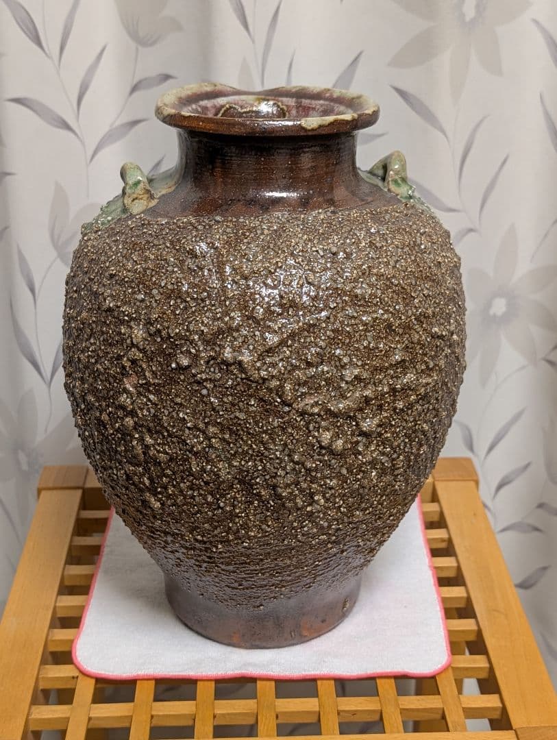 花瓶　インテリア　火色 　　石はぜ　焦げ　自然釉