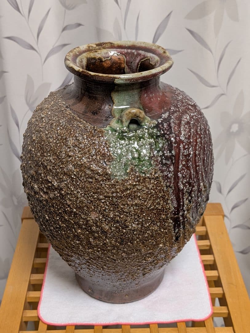 花瓶　インテリア　火色 　　石はぜ　焦げ　自然釉