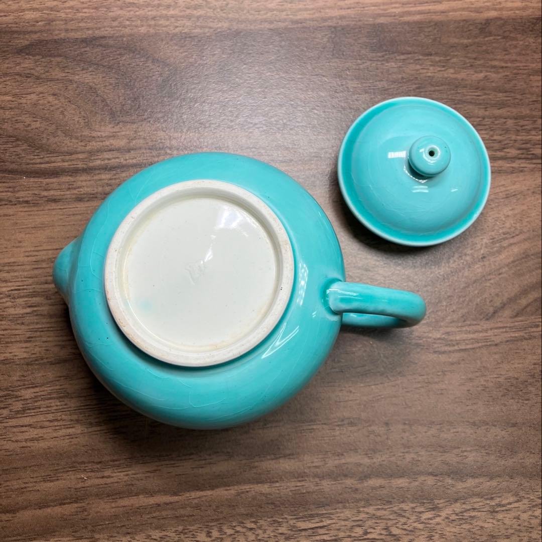 珉平焼　青釉　ティーポット　急須