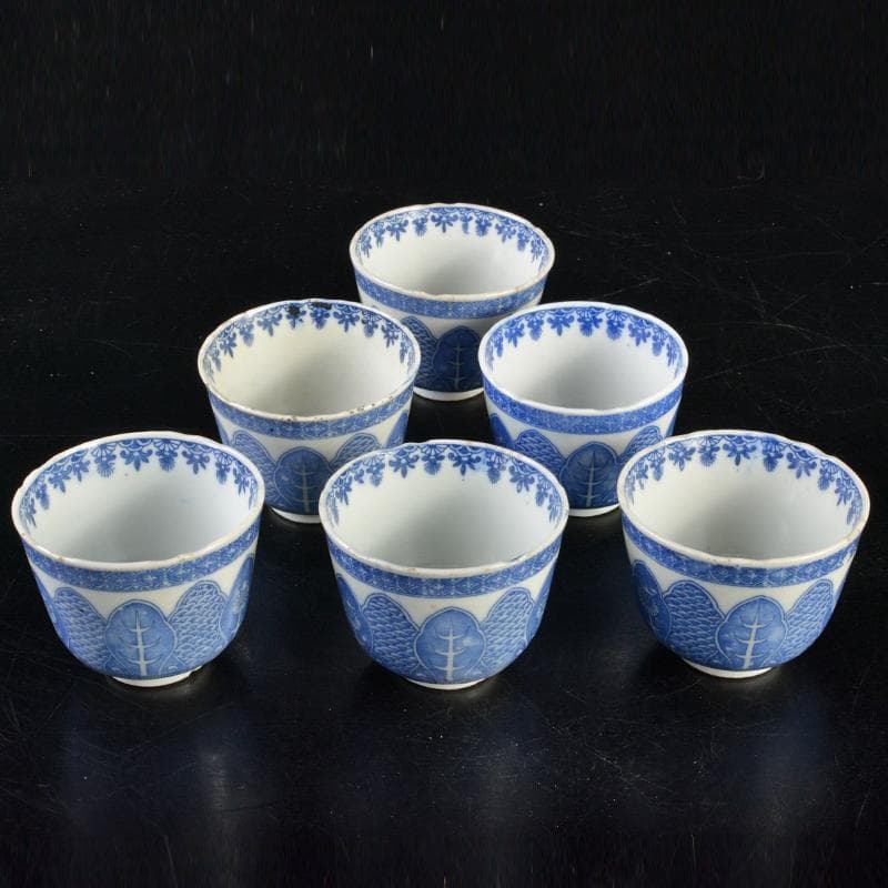 瀬戸焼　染付印判手　煎茶器　十二客　N　R7222B