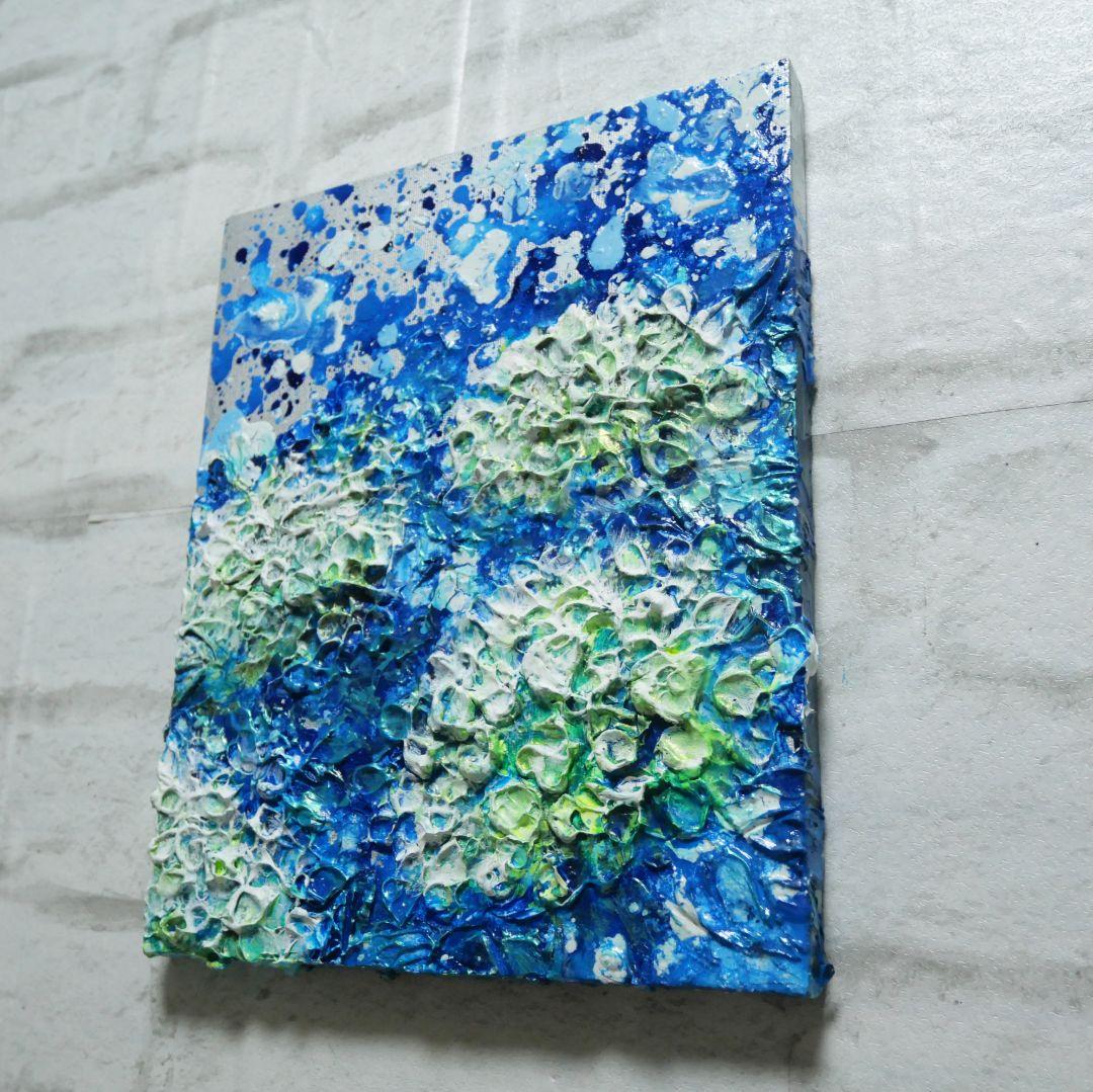 油絵 油彩 油彩画 絵 絵画【梅雨の水たまり白い紫陽花】