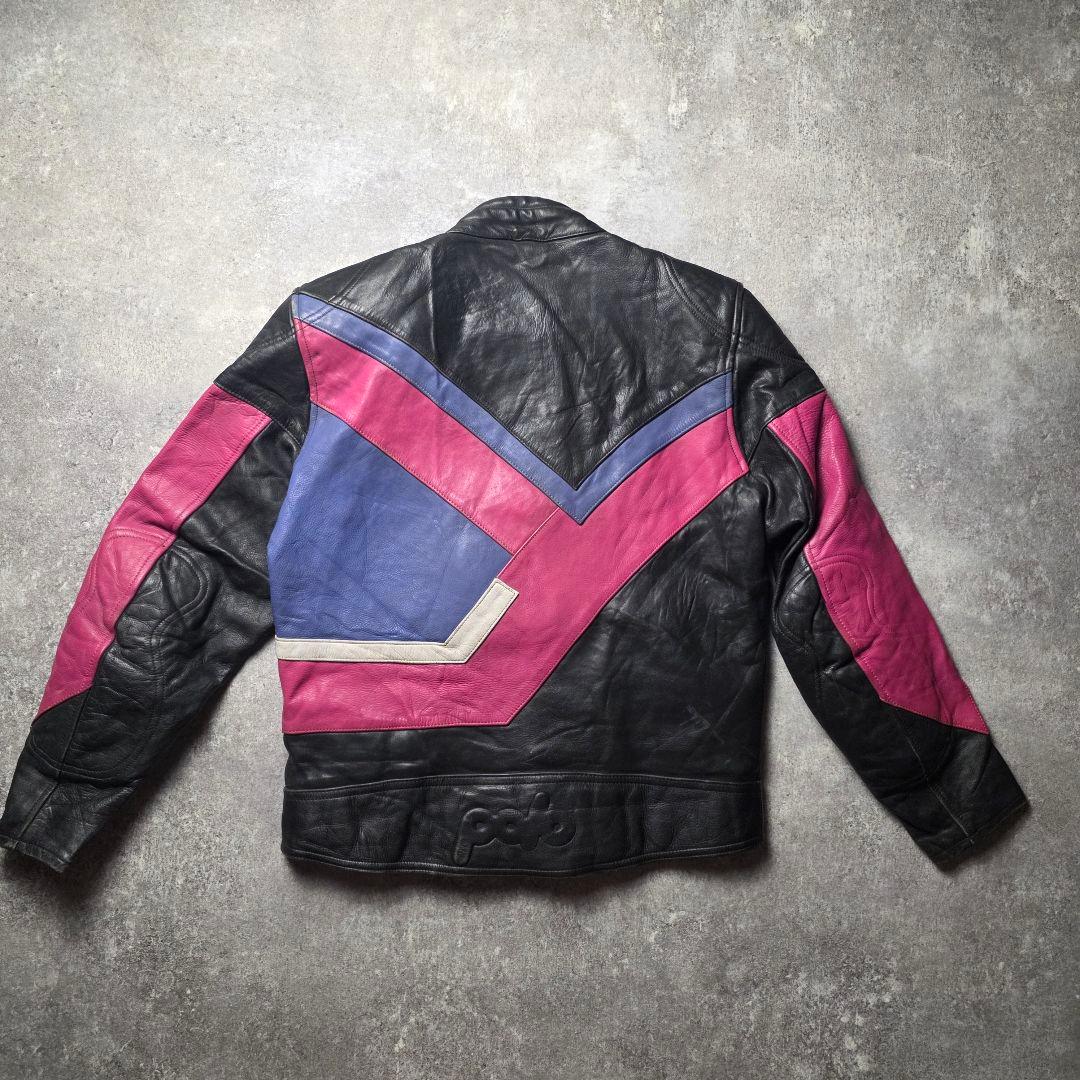 90sPoloSportsポロレザーレーシングジャケットライダースバイカーバイク