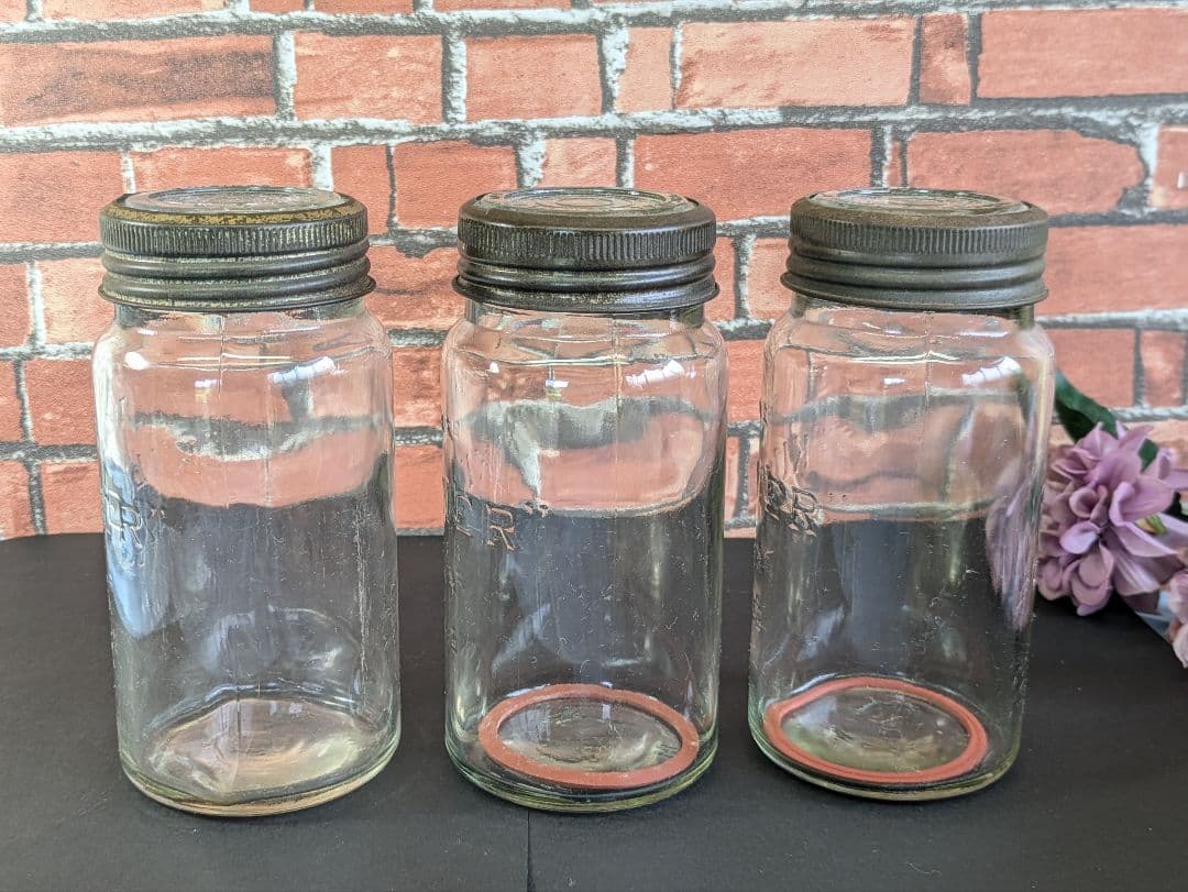 イギリス アンティーク キルナー KILNER ガラスジャー 大 3本セット