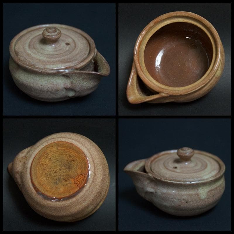 萩焼 水津乙彦造『玉露』宝瓶/湯冷まし/煎茶碗(六客)共箱