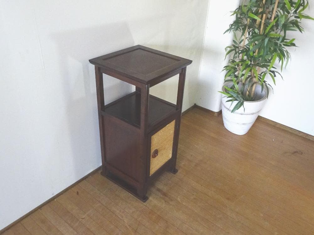 ちゃちゃ　松本民芸家具　A型電話台　ミズメザクラ　飾り台　花台　葛布　和モ