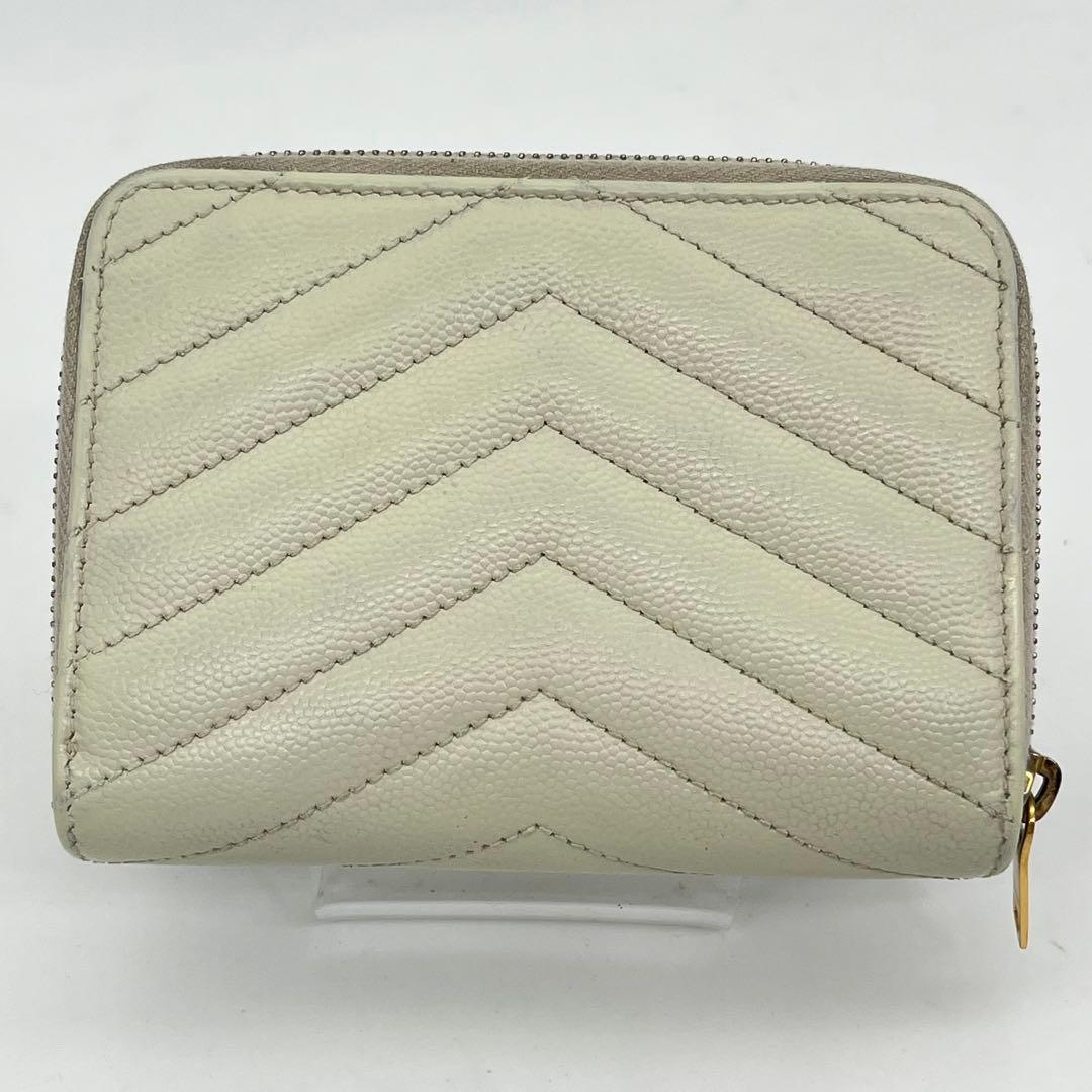 サンローラン 二つ折り財布 カサンドラ キルティング キャビアスキン 付属品完備