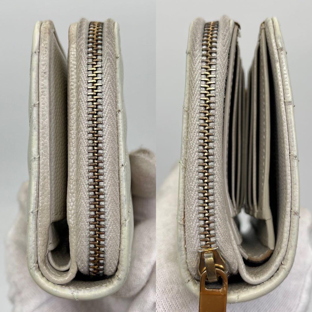 サンローラン 二つ折り財布 カサンドラ キルティング キャビアスキン 付属品完備