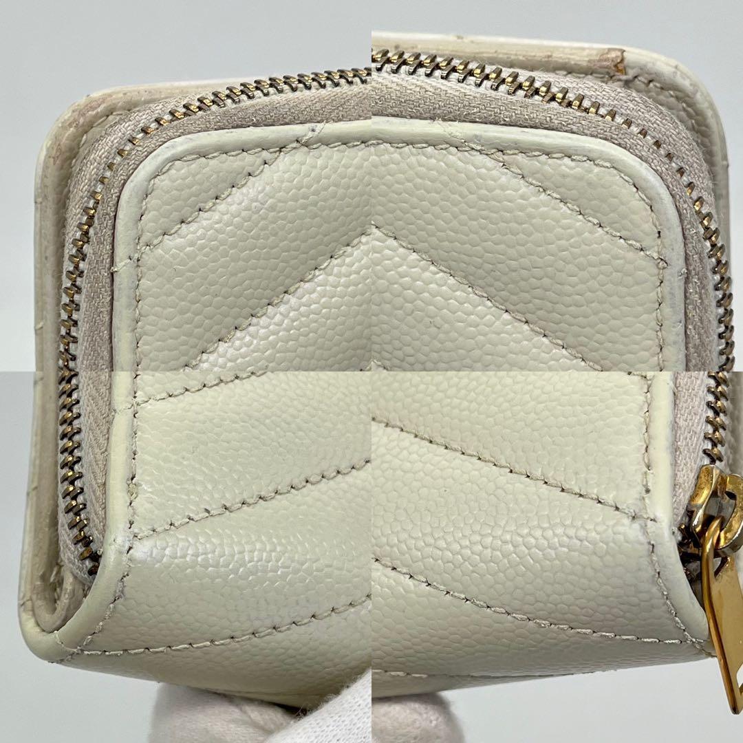 サンローラン 二つ折り財布 カサンドラ キルティング キャビアスキン 付属品完備