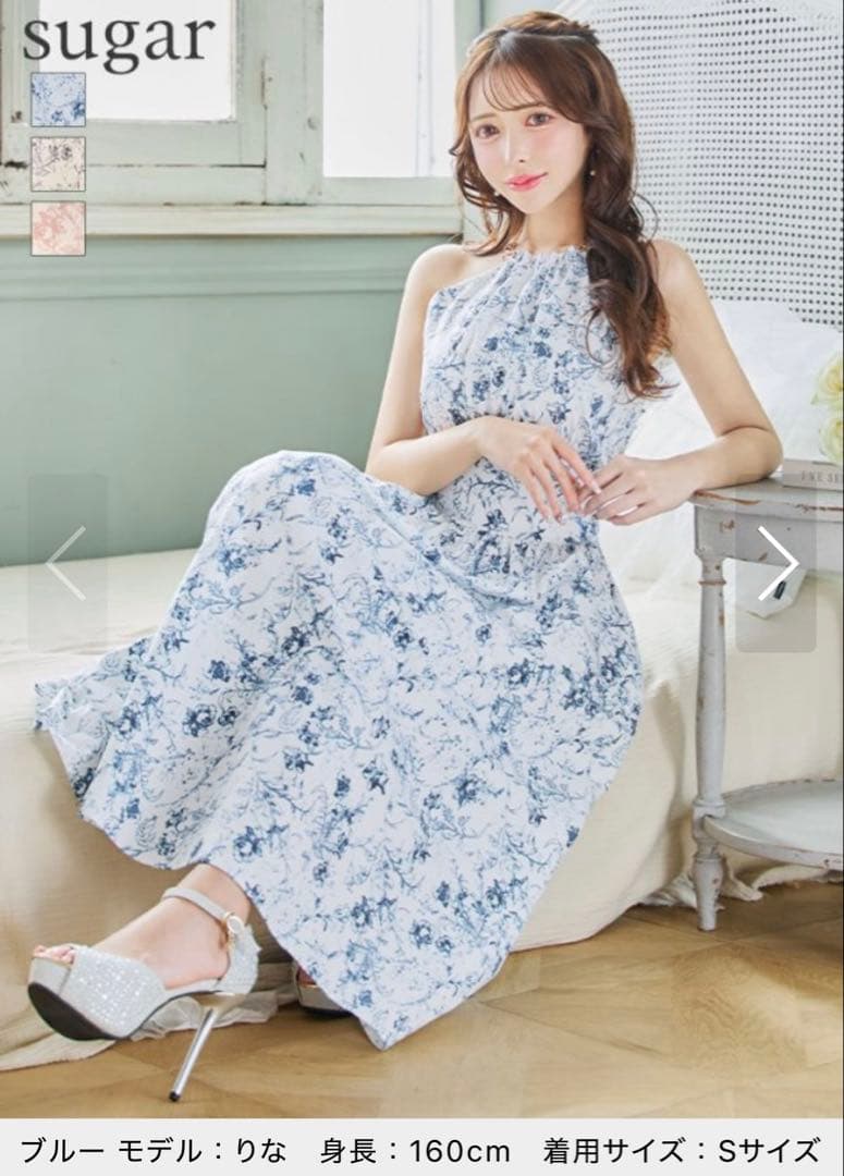 ローブドフルール DEA. 花柄 ホルターネック ドレス ワンピース M