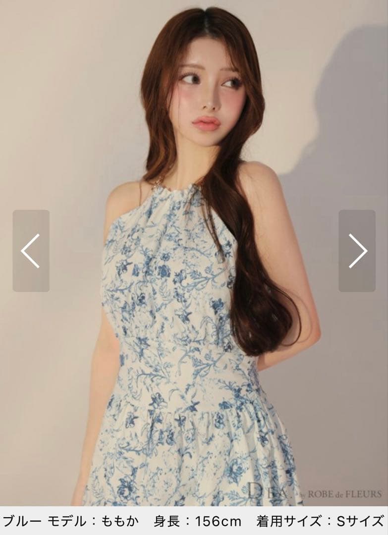 ローブドフルール DEA. 花柄 ホルターネック ドレス ワンピース M