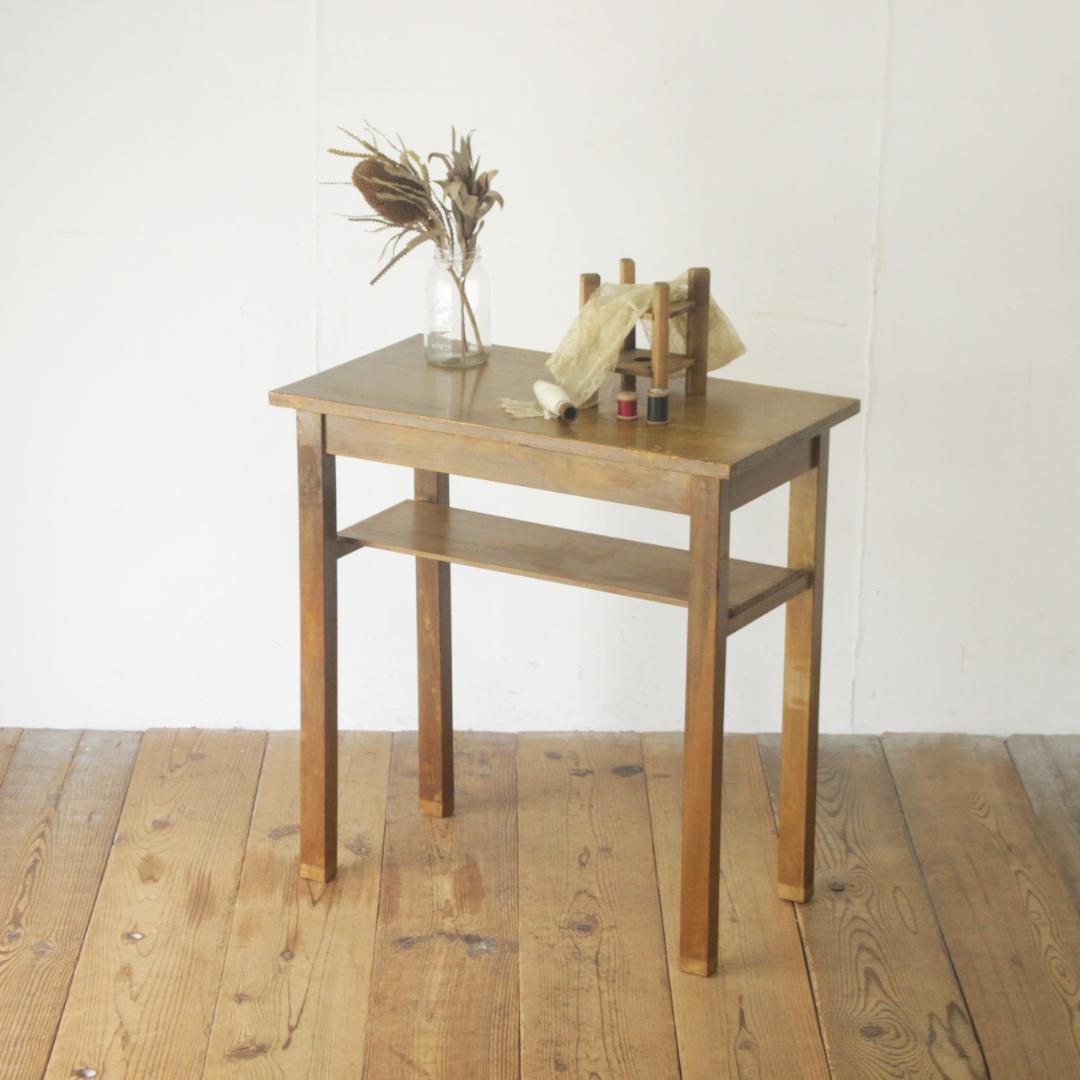 レトロ 作業台 花台 飾り台 展示台 机 ラワン材 ナチュラル ヴィンテージ