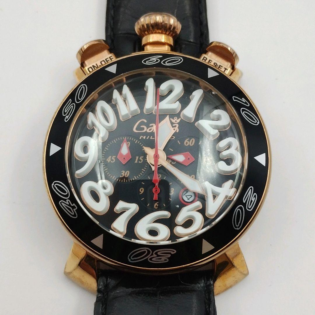 【稼働品】ガガミラノ マニュアーレ48MM クロノグラフ 腕時計