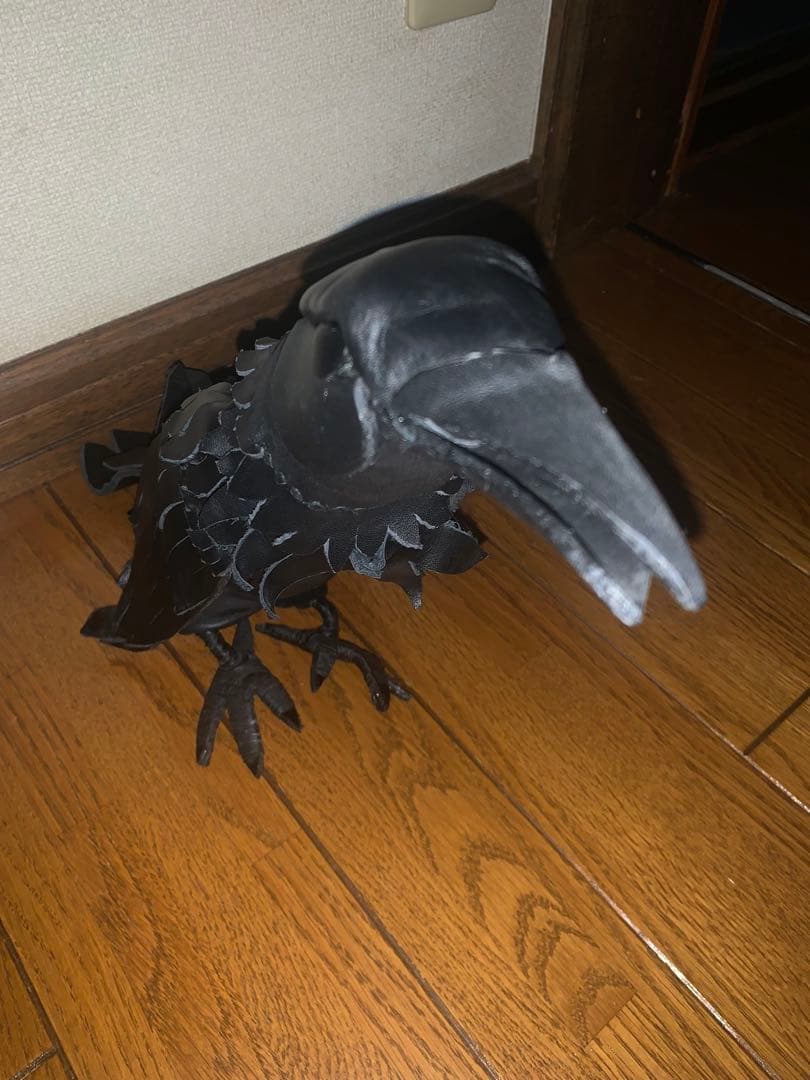 カラスのぬいぐるみ 本革製 作家もの