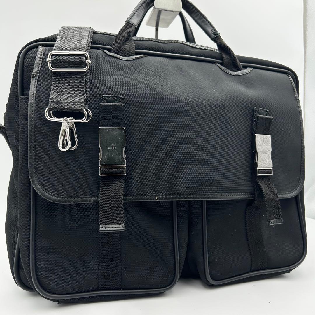 グッチ GUCCI ビジネスバッグ 2way ブラック レザー 大容量 A4収納