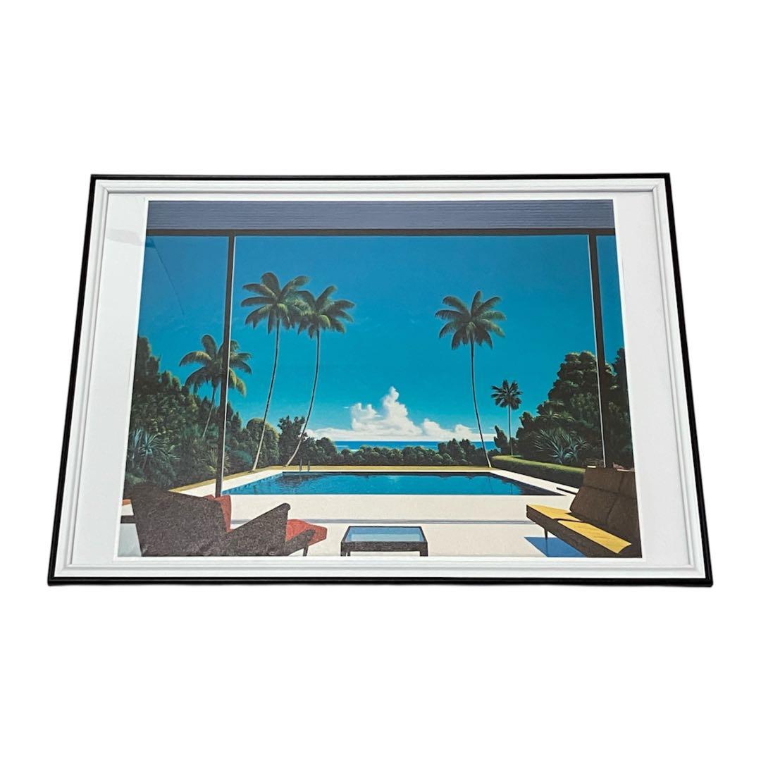 【額縁付き】 永井博（Hiroshi Nagai） A2ポスター プール 青