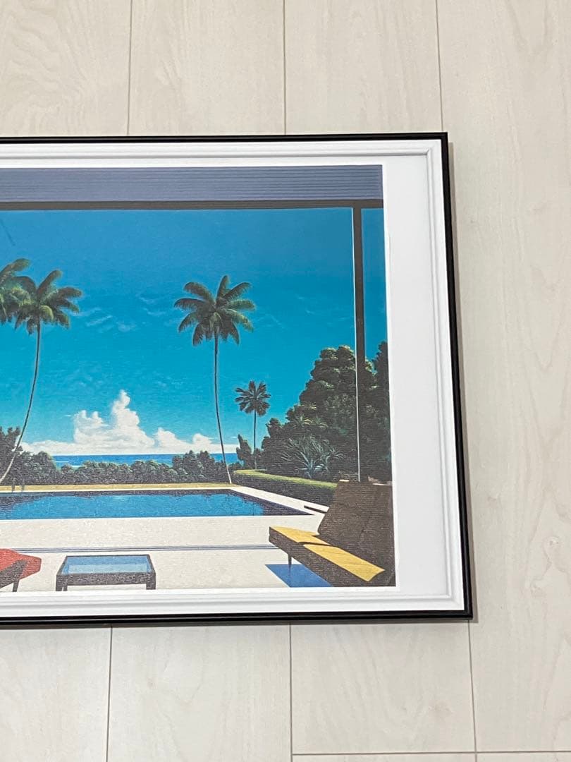 【額縁付き】 永井博（Hiroshi Nagai） A2ポスター プール 青