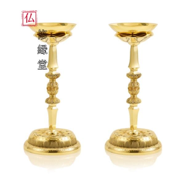 【修縁堂】真言宗 壇に灯明が上がる 独鈷杵の燭台 密教法具古美術品 仏教法具