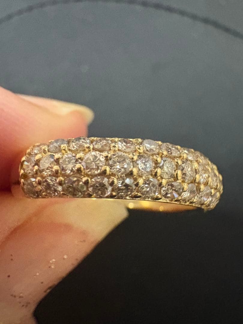 K18金ゴールド　パヴェ1ctリング 14号⭐︎成人式おめでとう♪割引き！