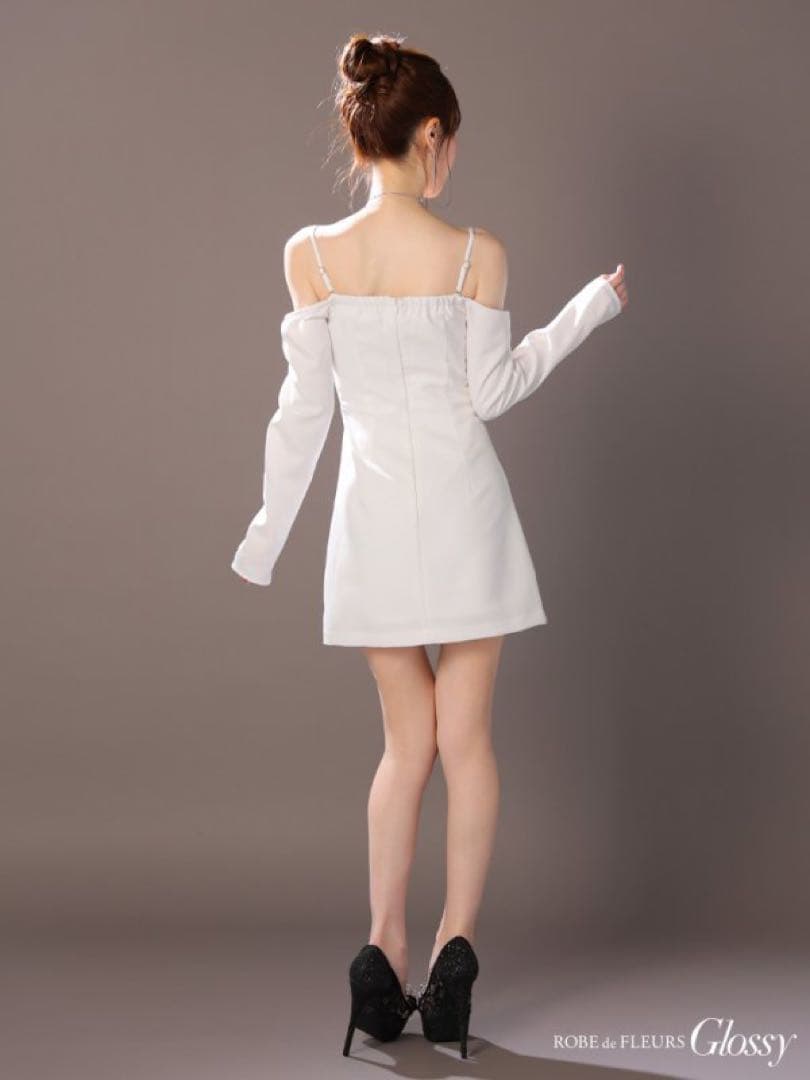 ROBE de FLEURS ローブドフルール ドレス キャバ ミニ 長袖 白