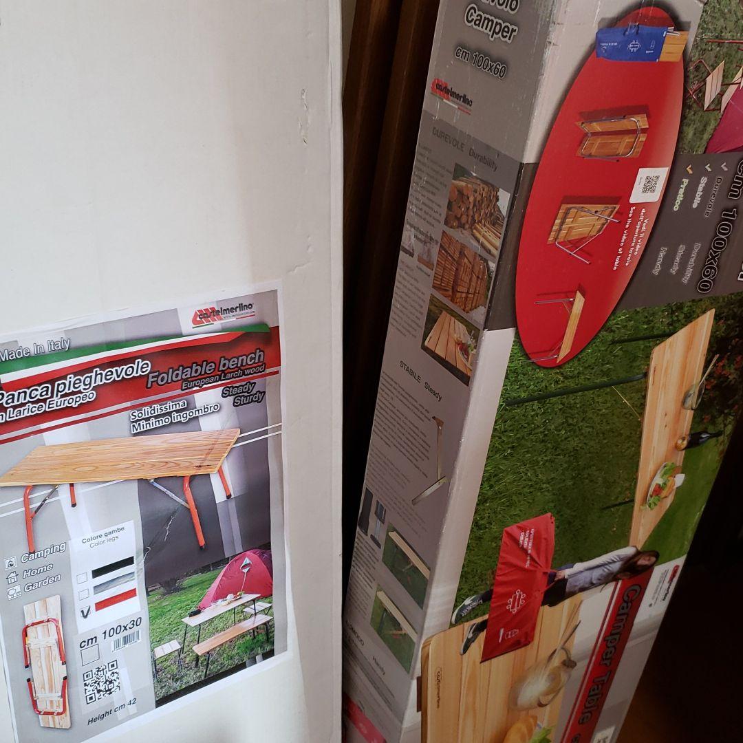 カステルメルリーノ テーブル　ベンチ　セット 　レッド