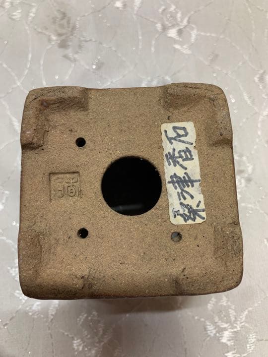 桑津香石　正方　絵鉢　盆栽鉢