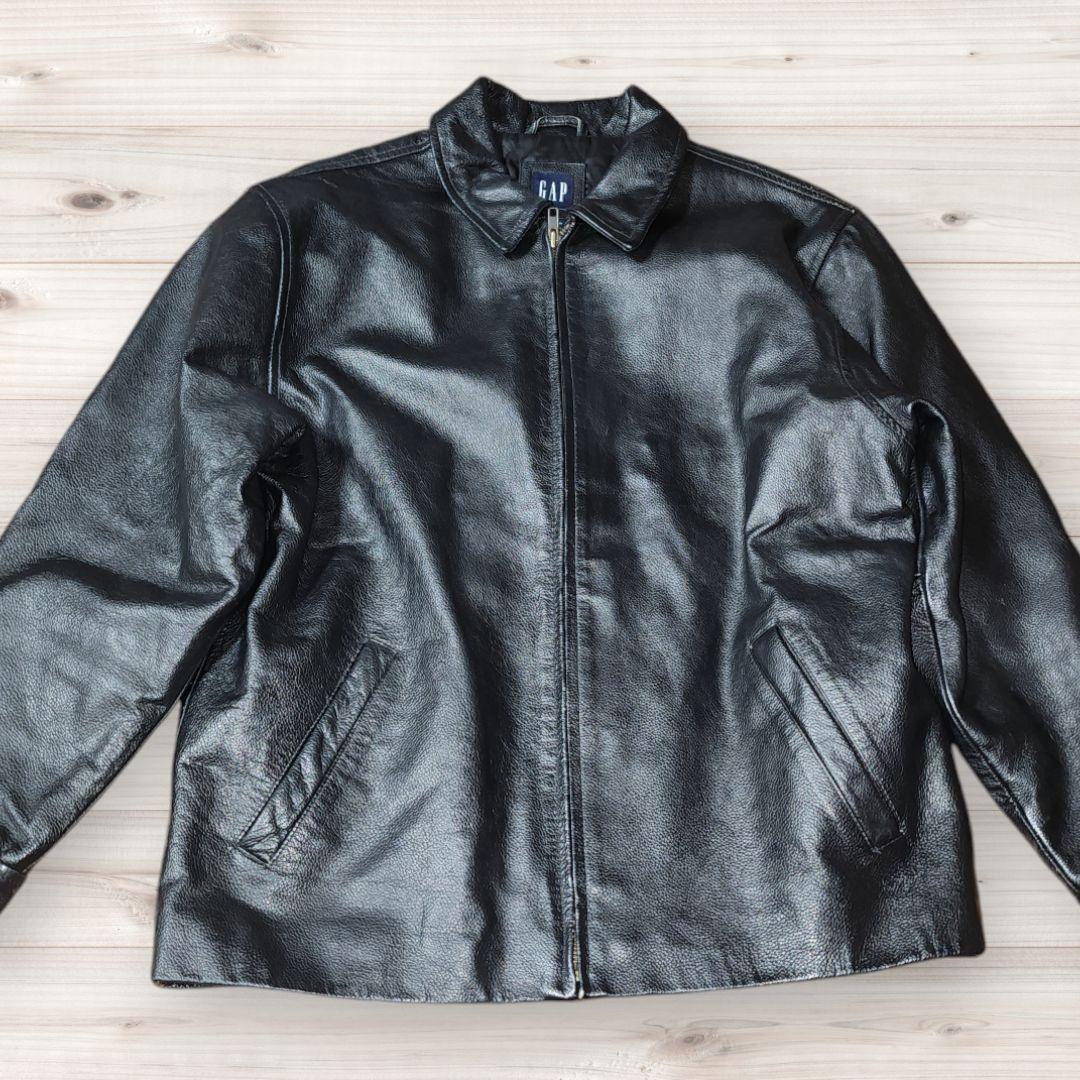 GAP オールドギャップ 本革 レザージャケット 牛革 キッズXXL 黒