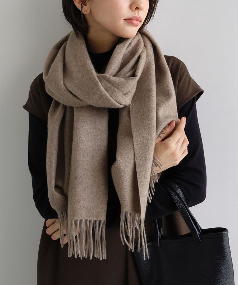 evernavy ベージュ　カシミヤ　大判　ストール　マフラー
