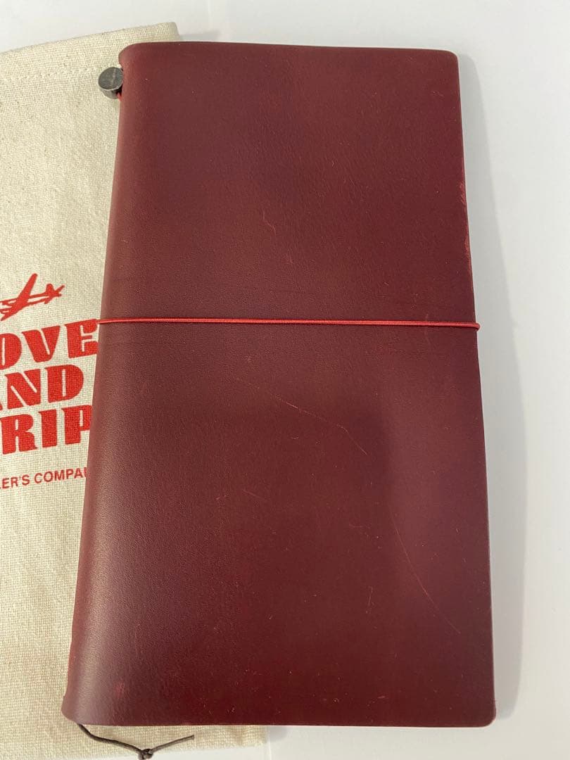 トラベラーズノート　レッド　LOVE&TRIP カバーとコットン袋のみ