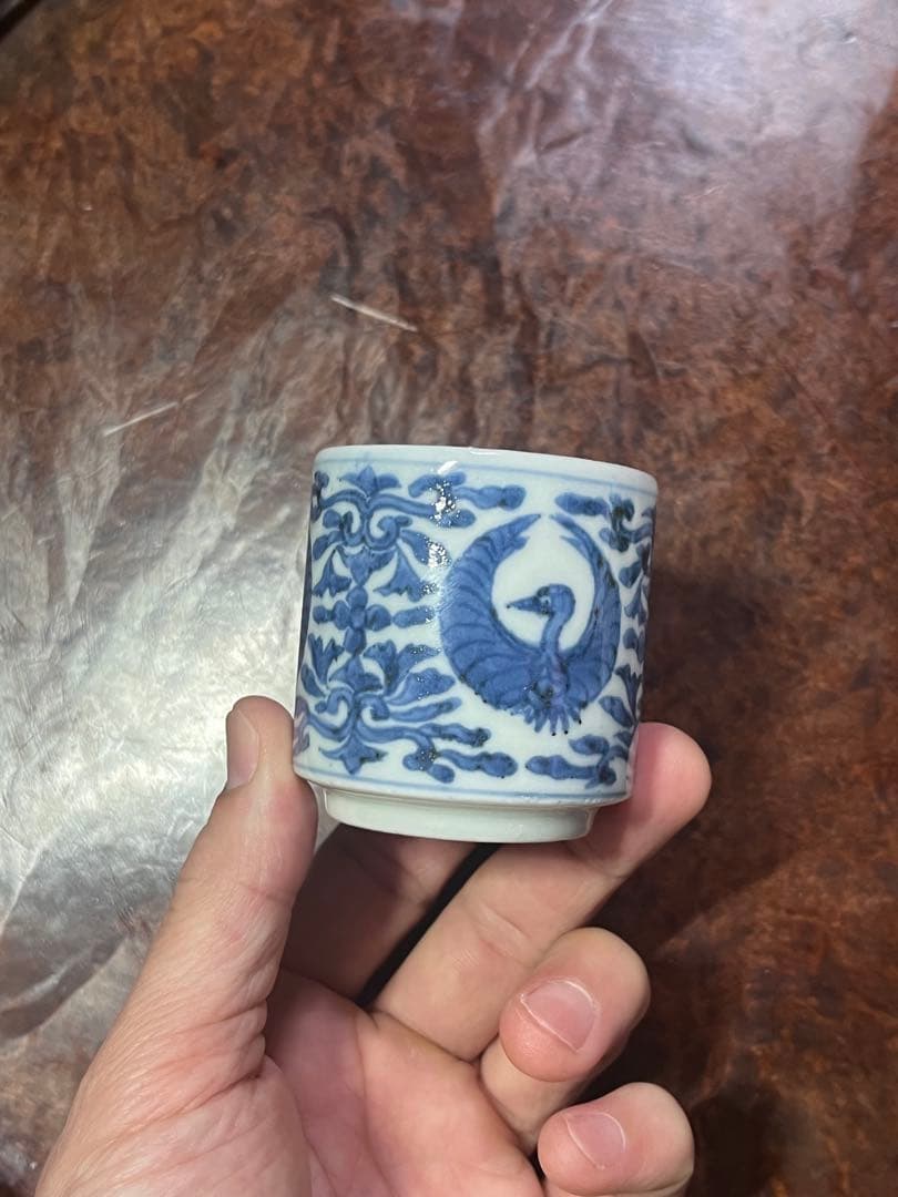 古伊万里　のぞき猪口　鶴丸　唐草　酢猪口　蕎麦猪口　金継ぎ　モダン