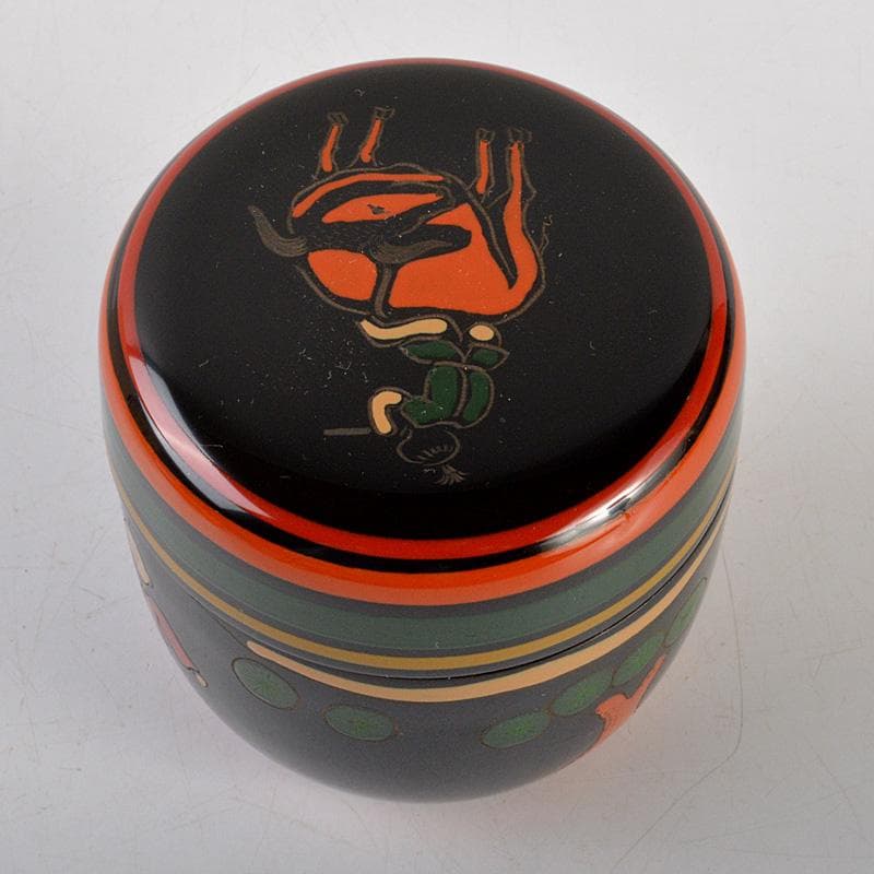 茶道具　中谷秀斉作　牛の背童子絵　中棗　共箱　V　6586