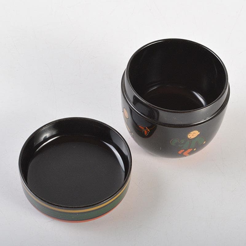 茶道具　中谷秀斉作　牛の背童子絵　中棗　共箱　V　6586