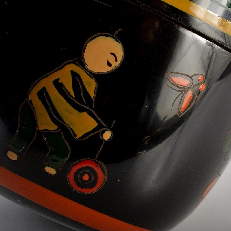 茶道具　中谷秀斉作　牛の背童子絵　中棗　共箱　V　6586