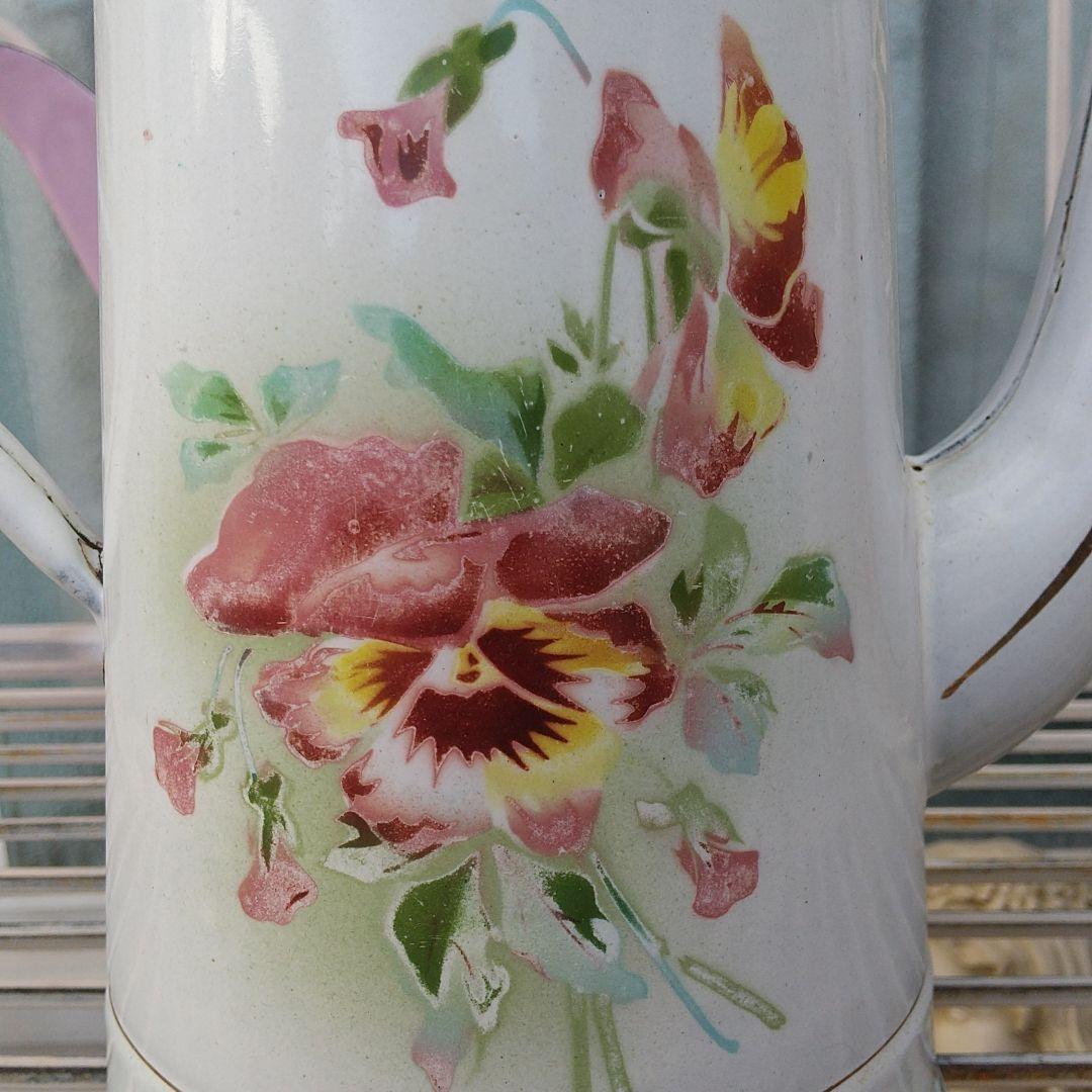 JAPY ホーロー パンジー柄 コーヒーポット