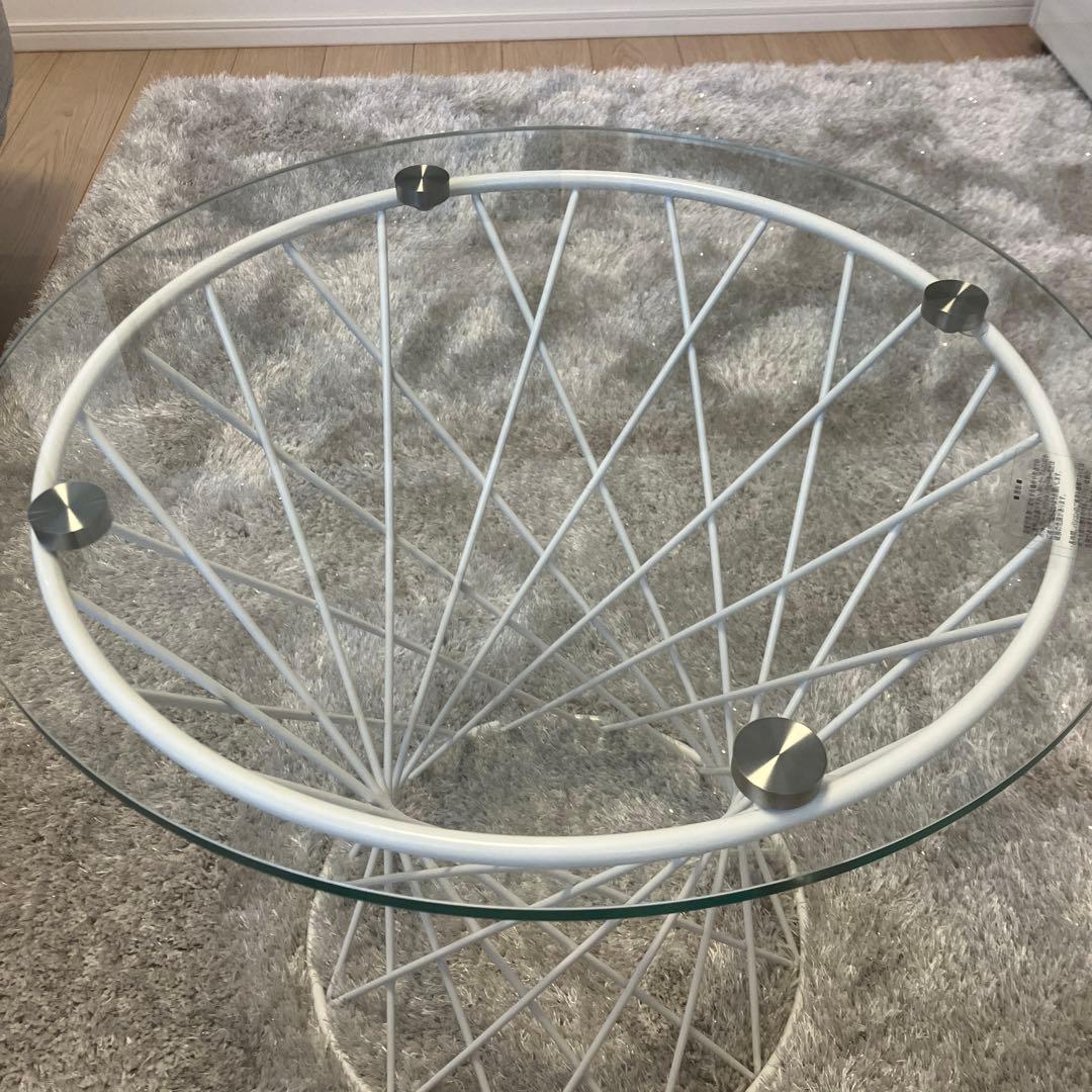 Franc Franc マーリアサイドテーブル (クリア×ホワイト)