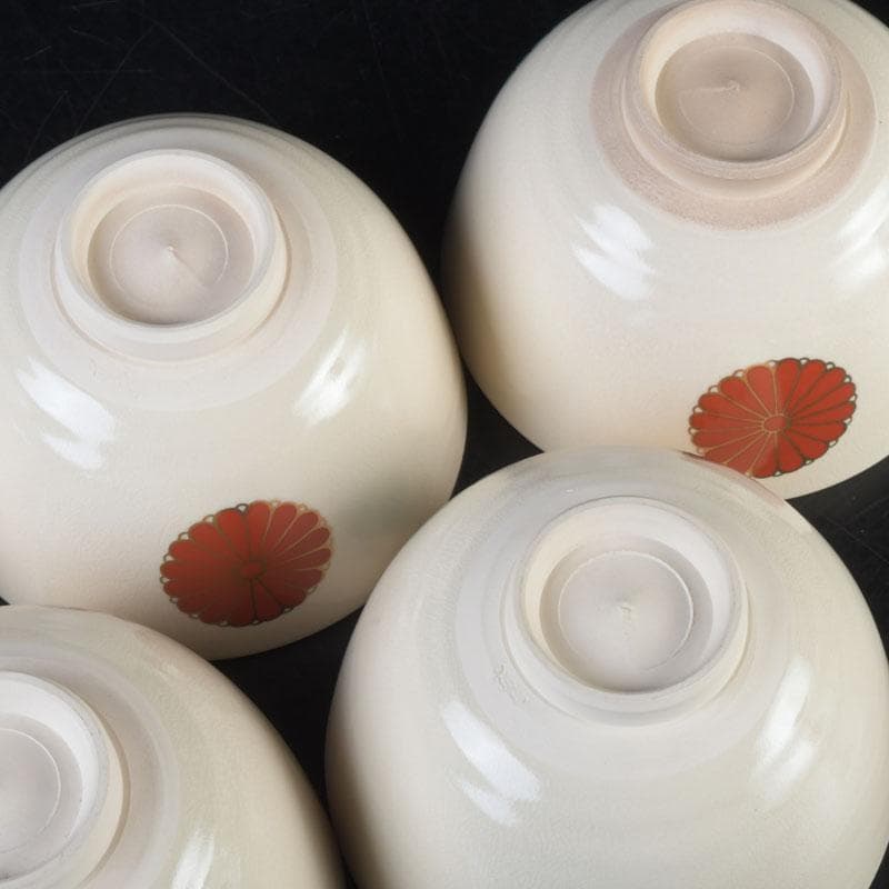 茶道具　京焼　加賀瑞山造　色絵金彩　菊桐文　数茶碗　五客　N　9809