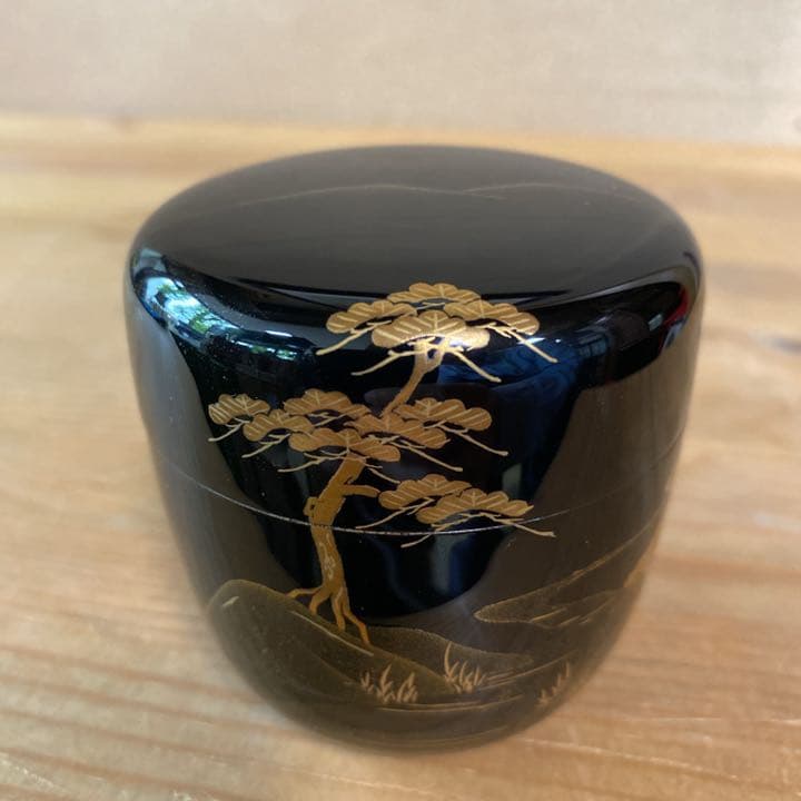 【茶道具】北浜宗貴造　山水蒔絵中棗　（共箱）送料込　○