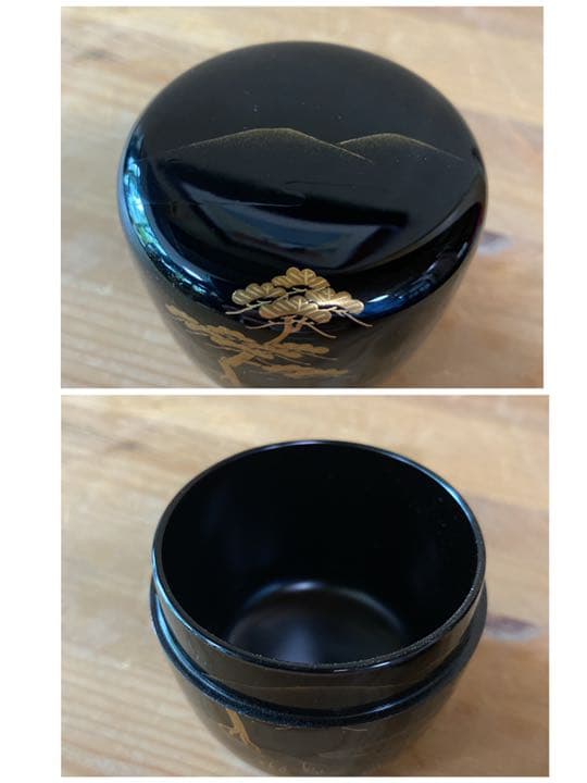 【茶道具】北浜宗貴造　山水蒔絵中棗　（共箱）送料込　○