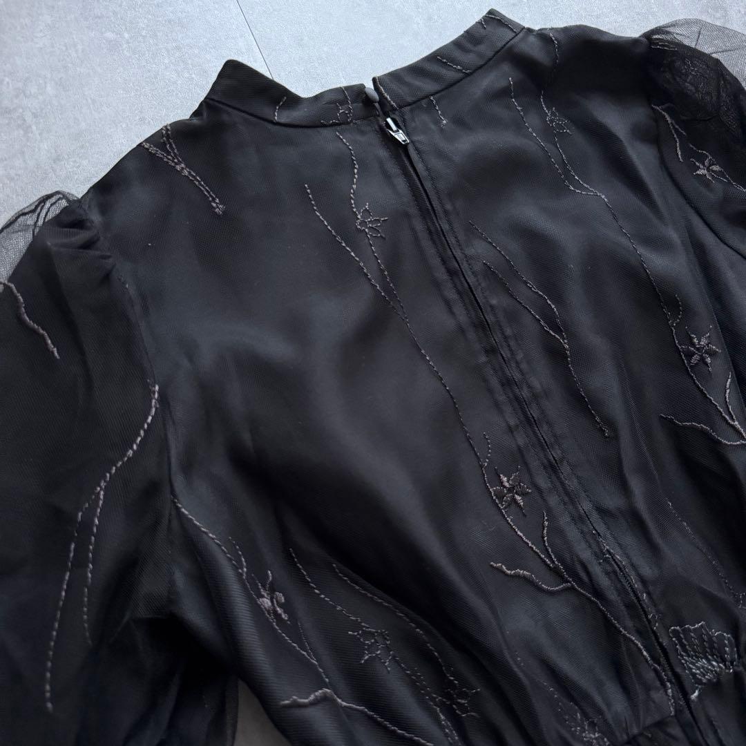 Callarus スタンドカラー刺繍レースワンピースドレス M オケージョン