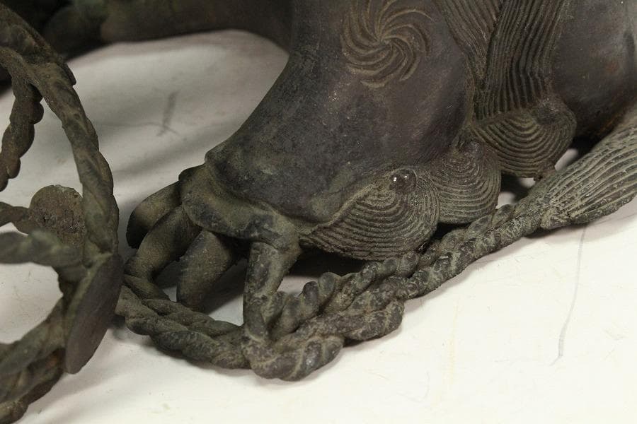 古銅 獅子 香炉 置物 時代物 骨董(K-YC451)