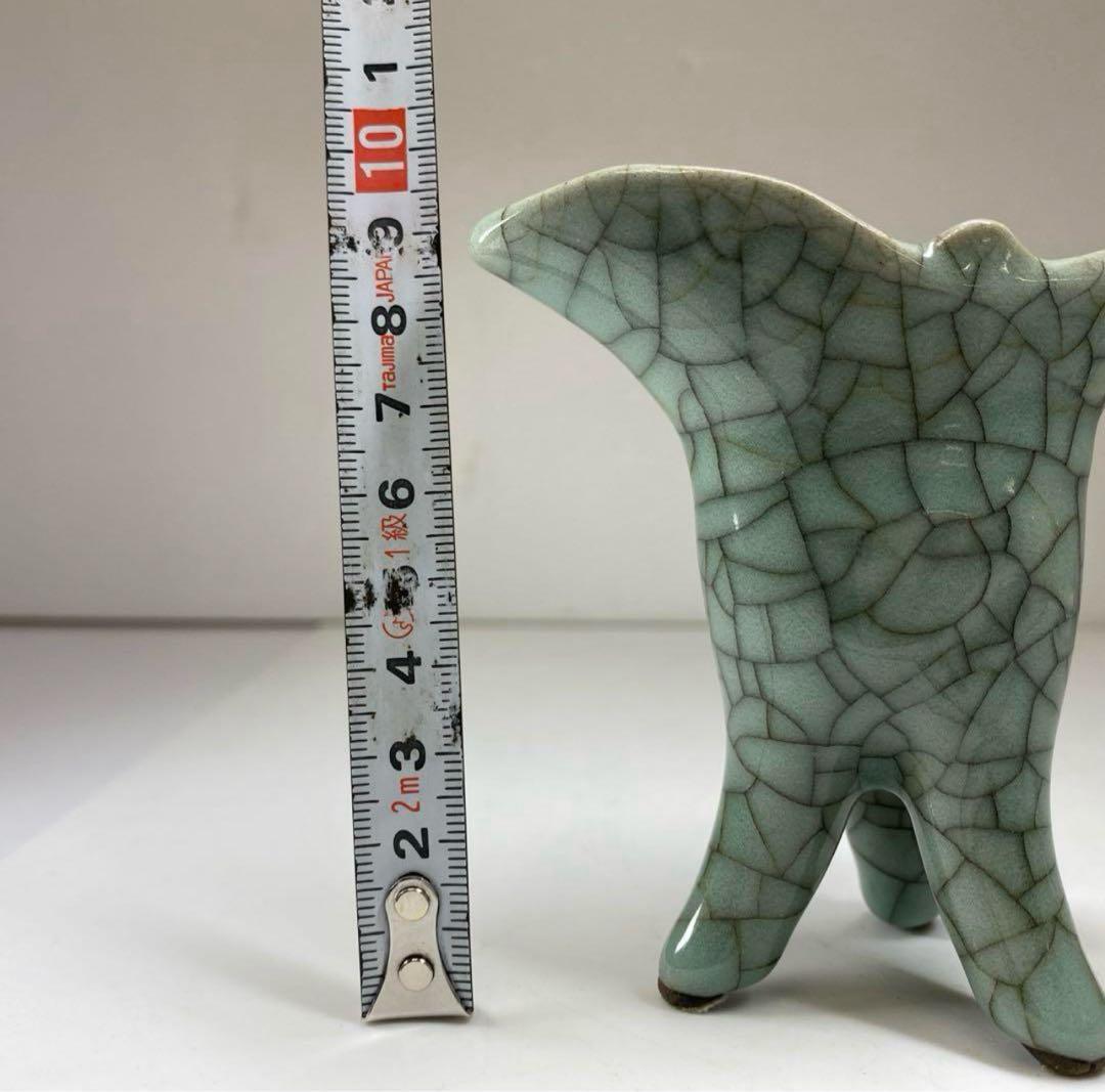 中国古窯　哥窯青磁ひび焼　爵　 高さ9.5㎝