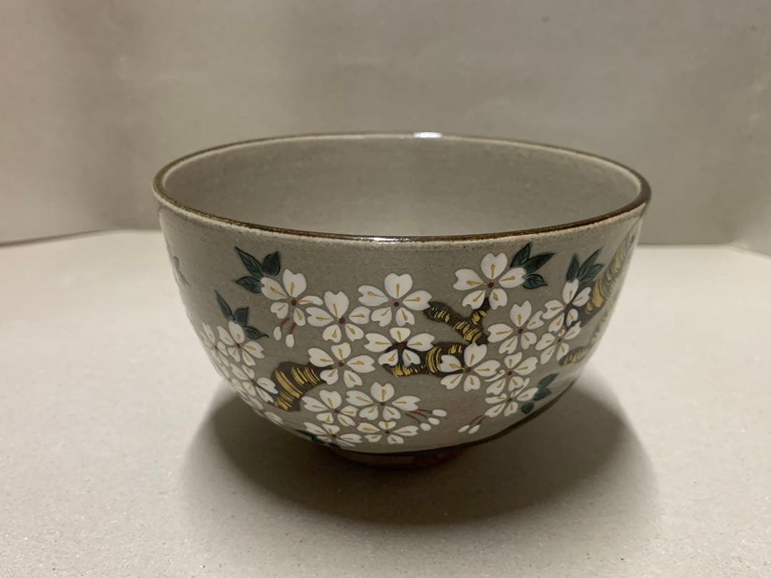 岡田佳山 乾山うつし 桜花茶碗 京焼 粟田焼 乾山写 茶道具 抹茶碗