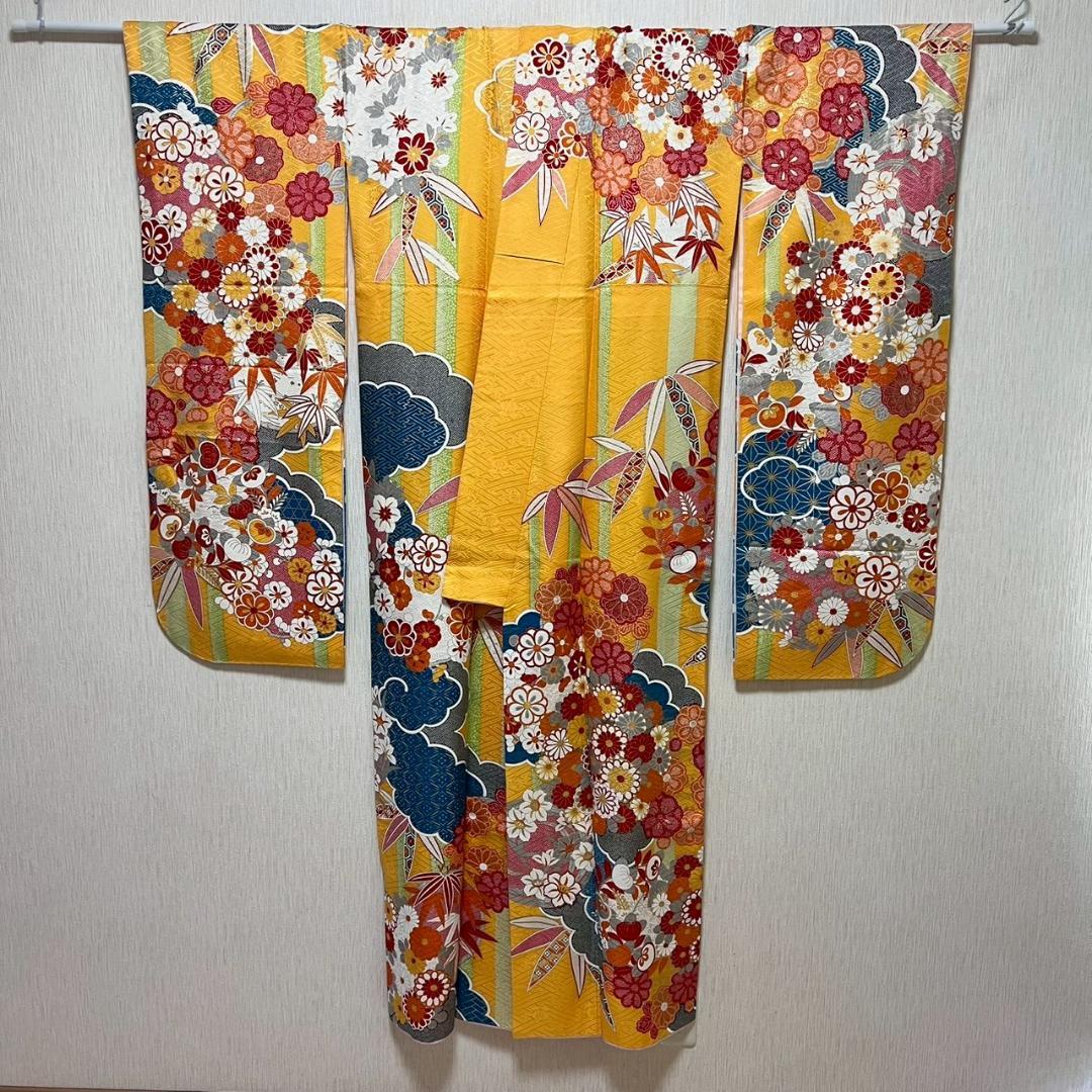 KJ2519 振袖 身丈169.5cm 正絹 着物 成人式 トールサイズ